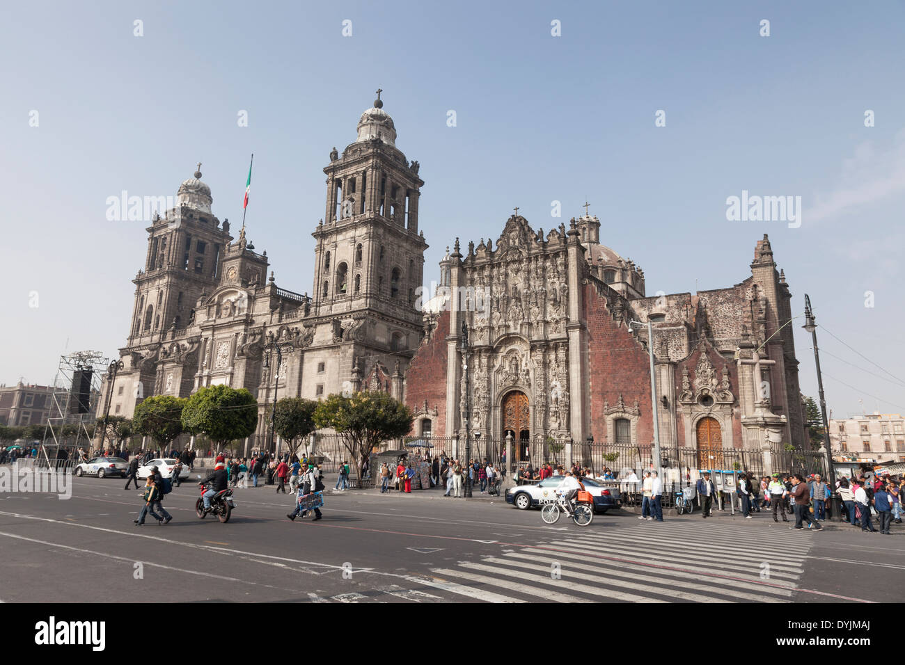 Mexico City Cathedral on the Zócalo - Centro Histórico, Cuauhtémoc, Mexico City, Federal District, Mexico Stock Photo
