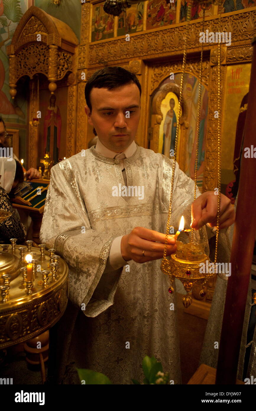 Orthodox Easter mass in Donetsk Stock Photo