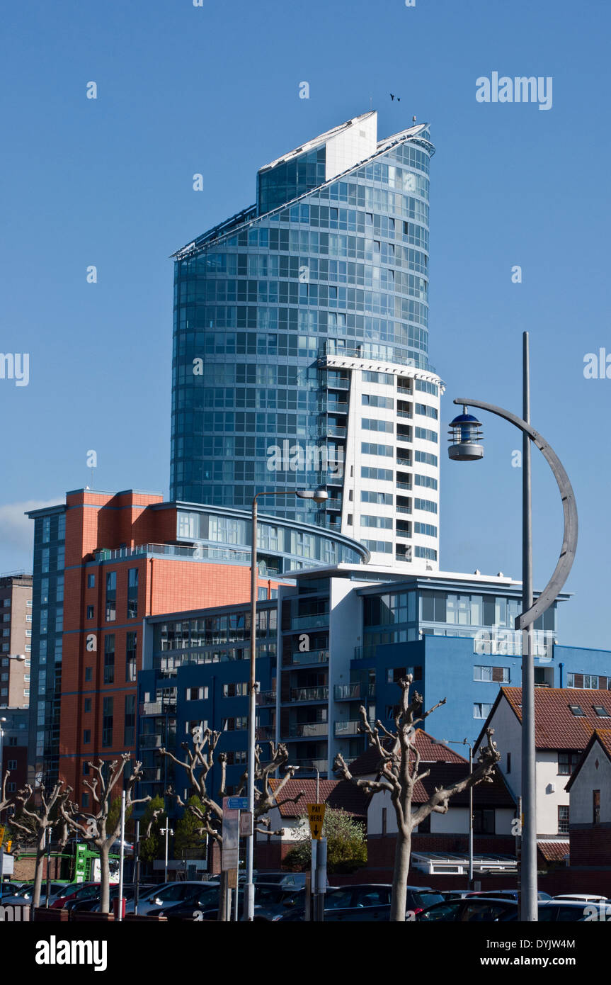 Apartment building lipstick tower Plaza Gunwharf Quays Stock Photo Alamy