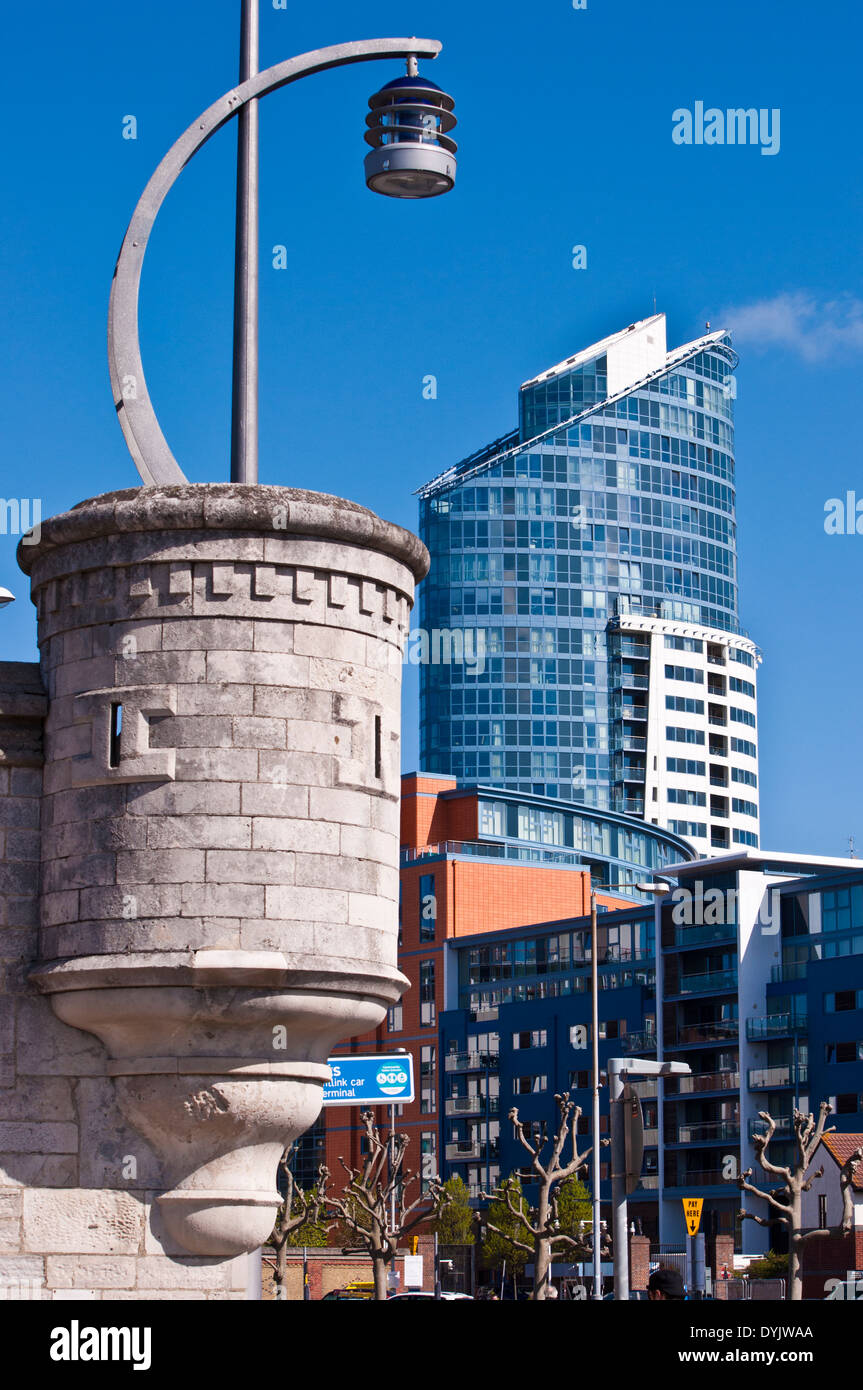 Apartment building lipstick tower Plaza Gunwharf Quays Stock Photo Alamy
