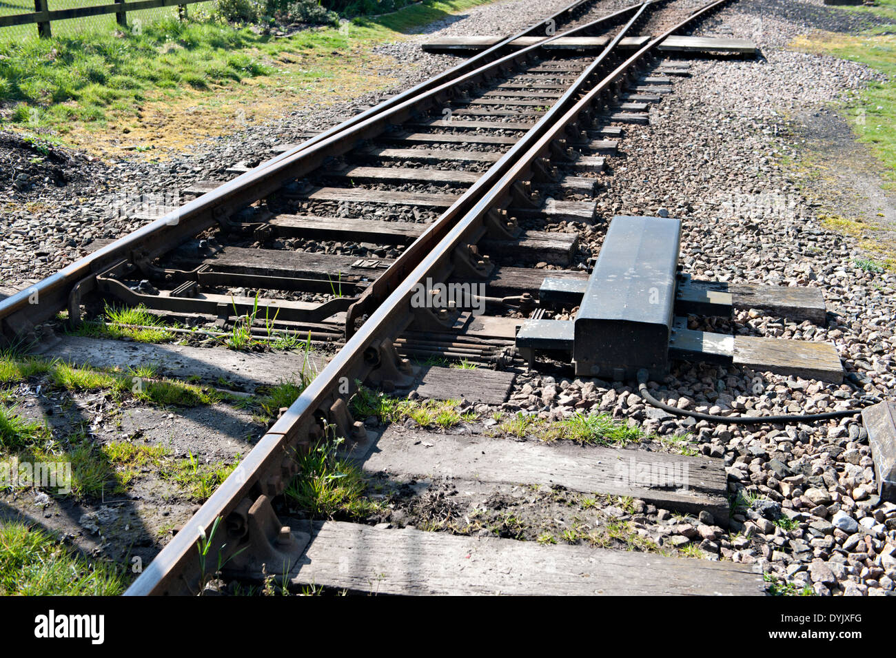 Motorised point on the Kent and East Sussex Railway Stock Photo