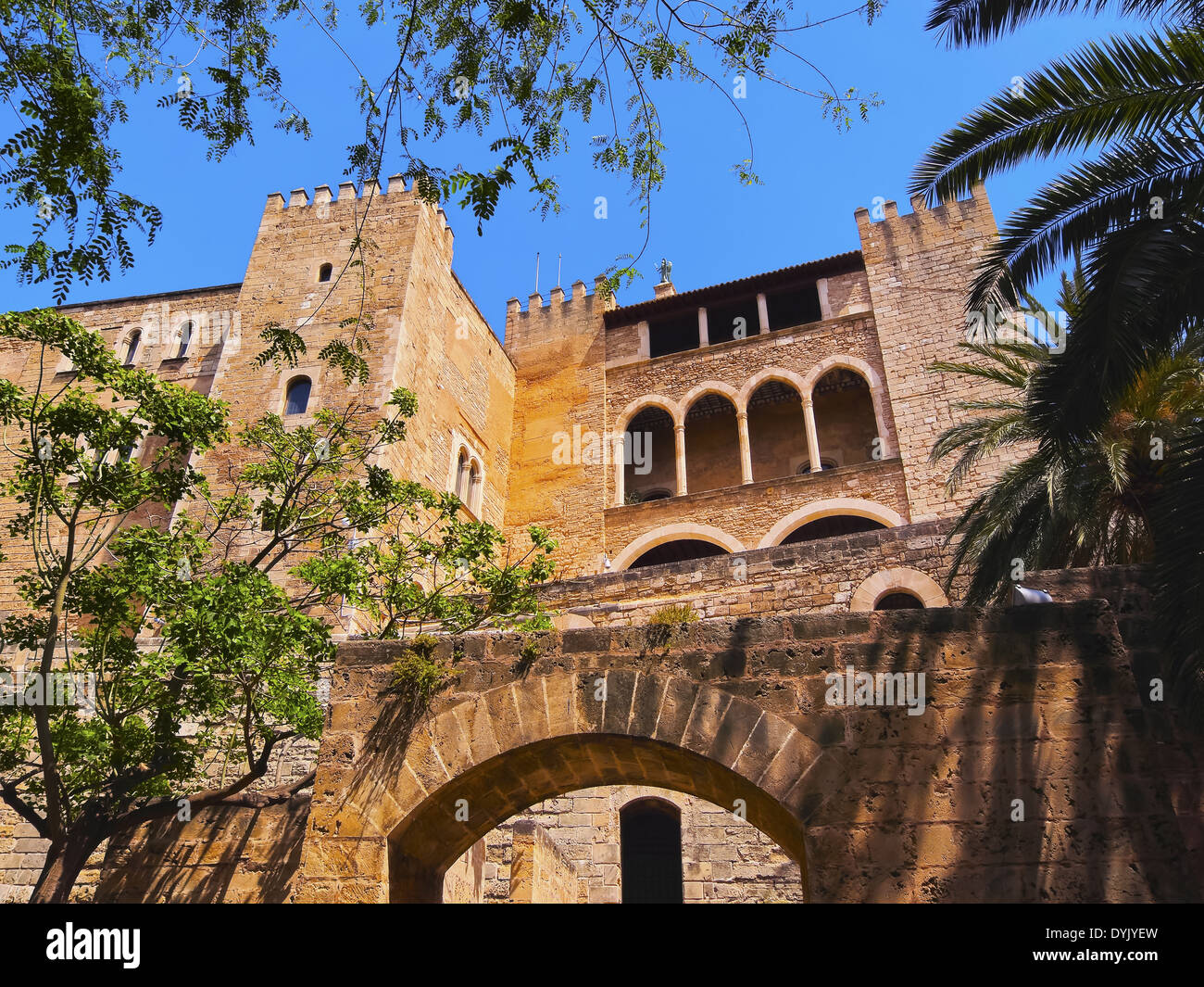 Palau de la Almudaina - palace in Palma de Mallorca, Balearic Islands, Spain Stock Photo