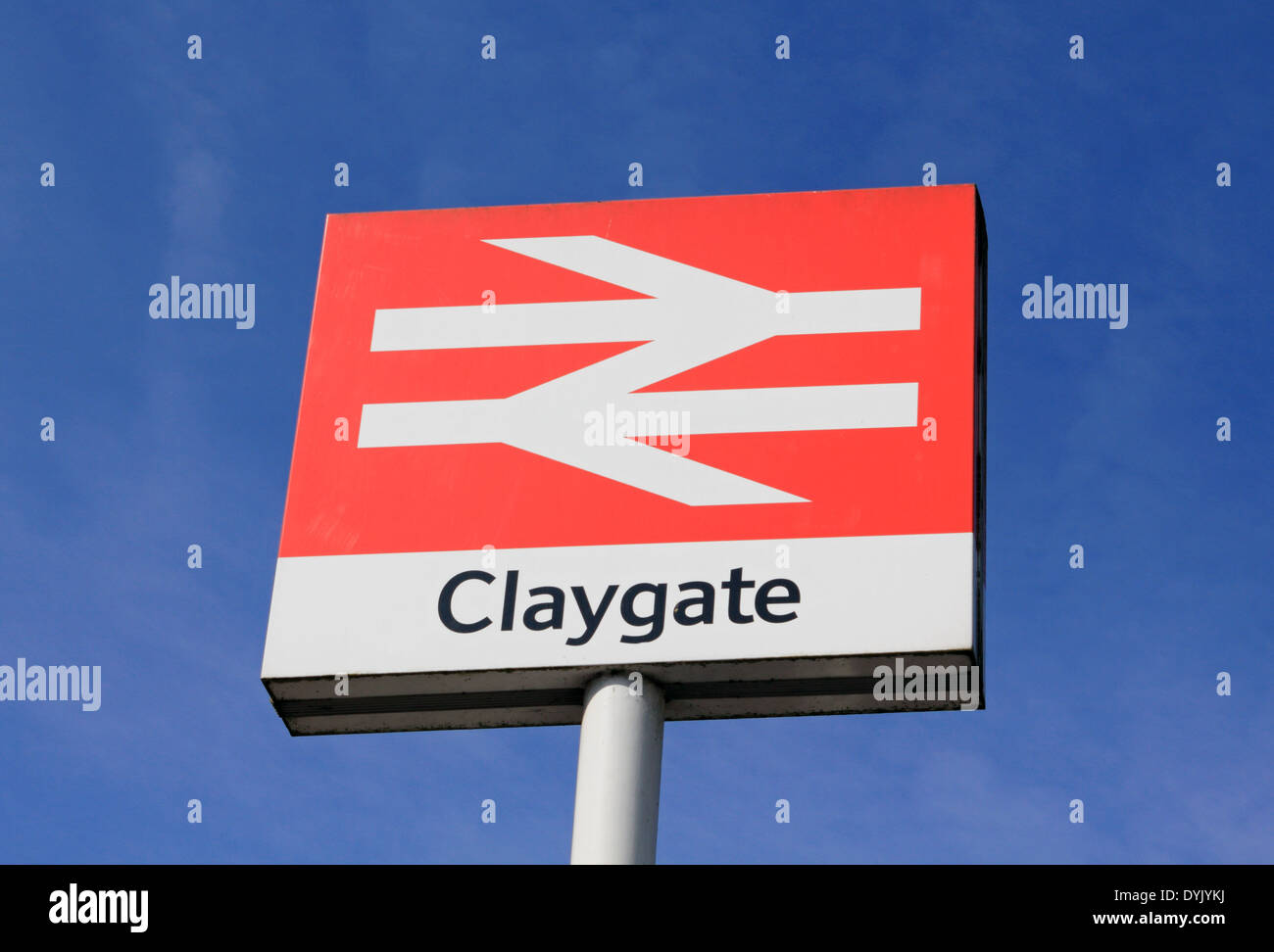 Railway station sign Claygate, Surrey, England, UK Stock Photo Alamy