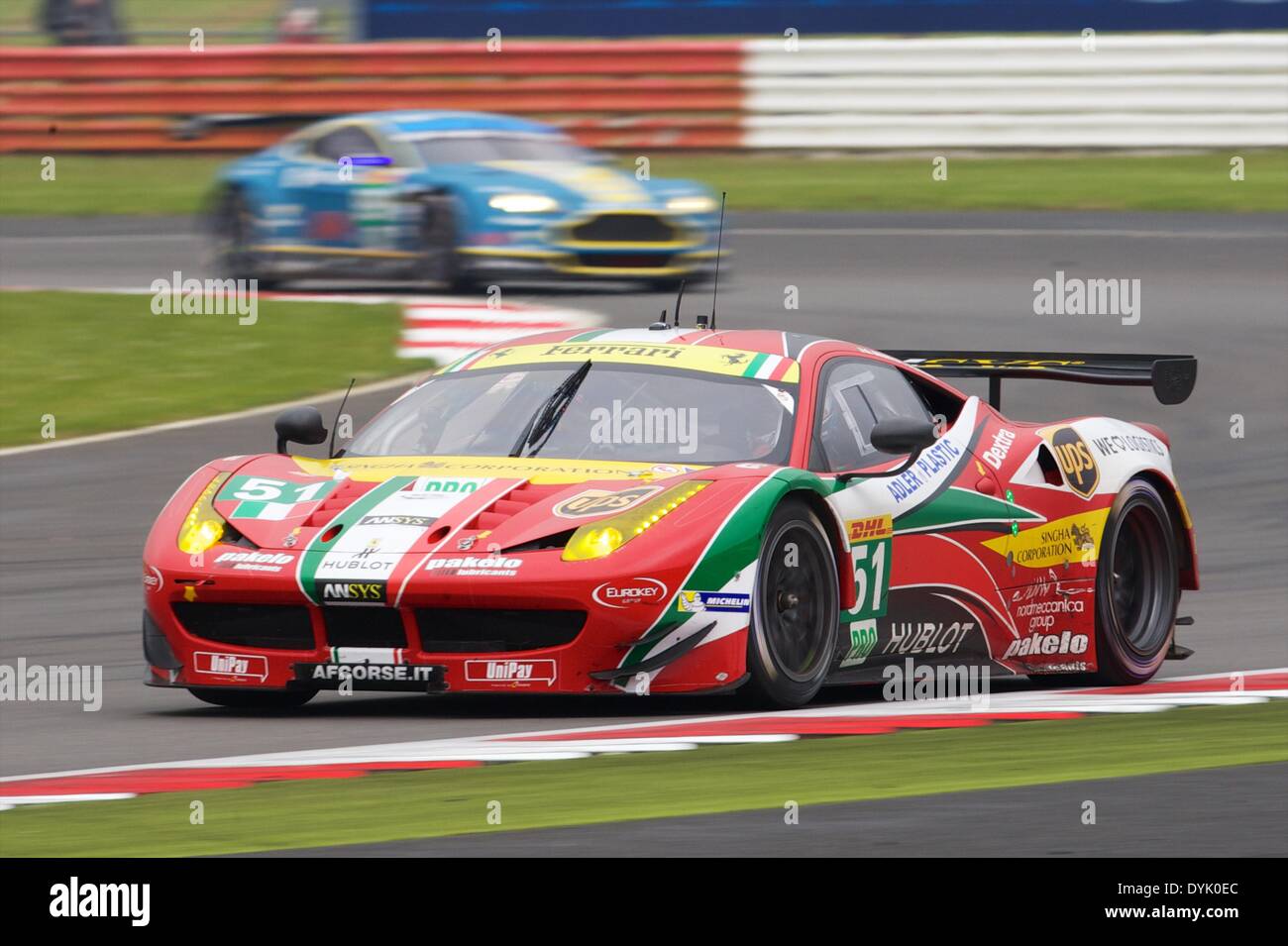 Silverstone, UK. 20th Apr, 2014. AF CORSE Ferrari F458 Italia LMGTE Pro driven by Gianmaria Bruni (ITA) and Toni Vilander (FIN) during round 1 of the World Endurance Championship from Silverstone. Credit:  Action Plus Sports/Alamy Live News Stock Photo