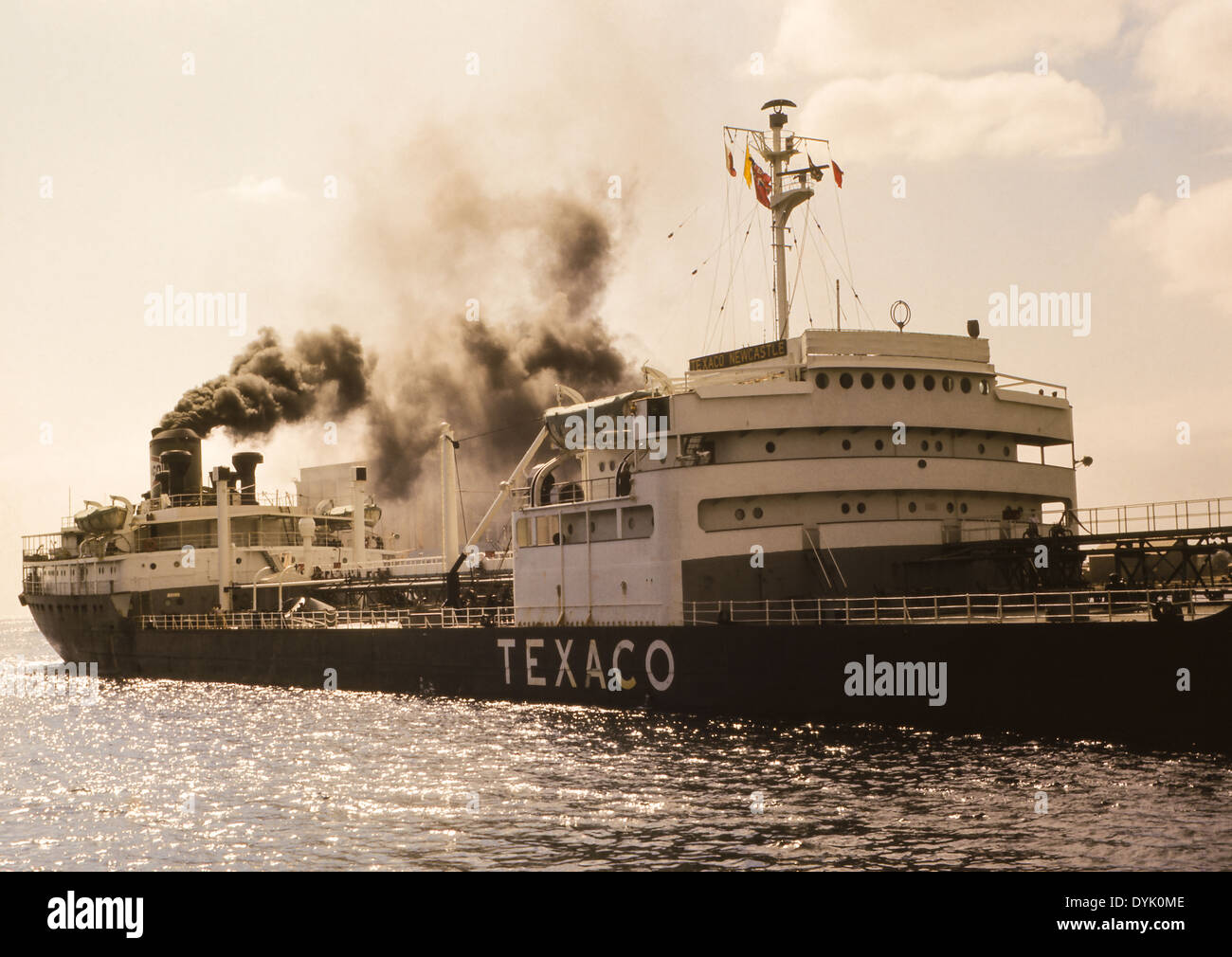texaco ship smoke Stock Photo