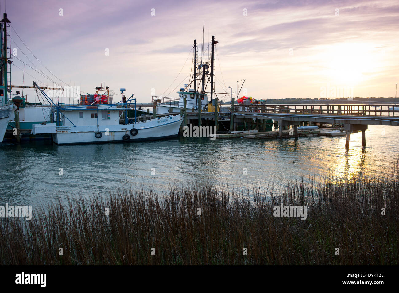 USA South Carolina SC Port Royal fishing and shrimp boats at the dock