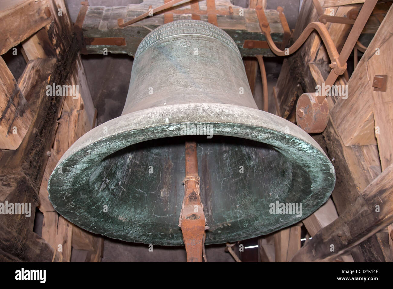 large bell hanging in the belfry Stock Photo Alamy
