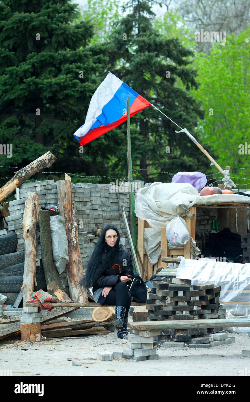 The Russian population of in the Ukraine met today at the barricades in front of the