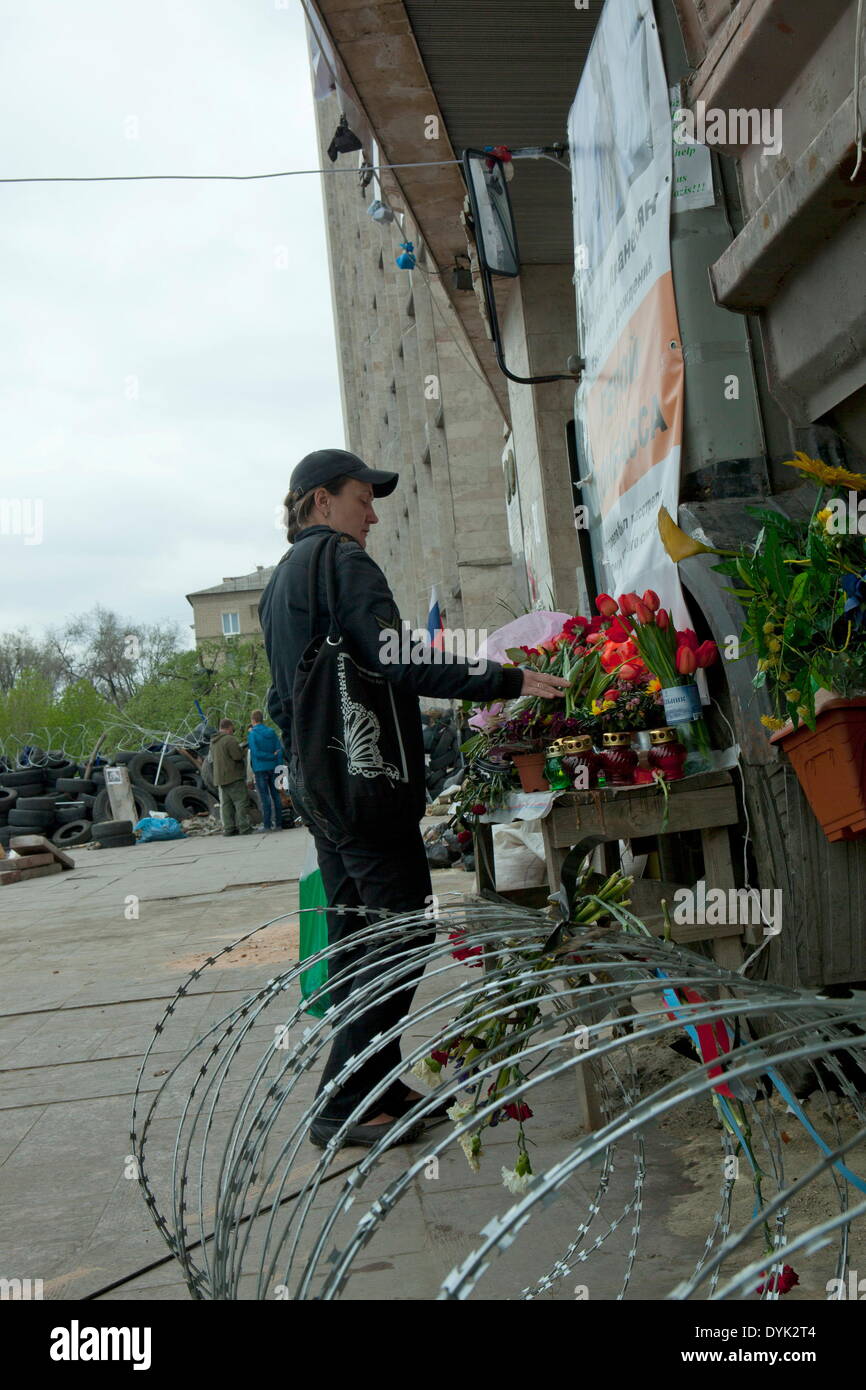 The Russian population of in the Ukraine met today at the barricades in front of the