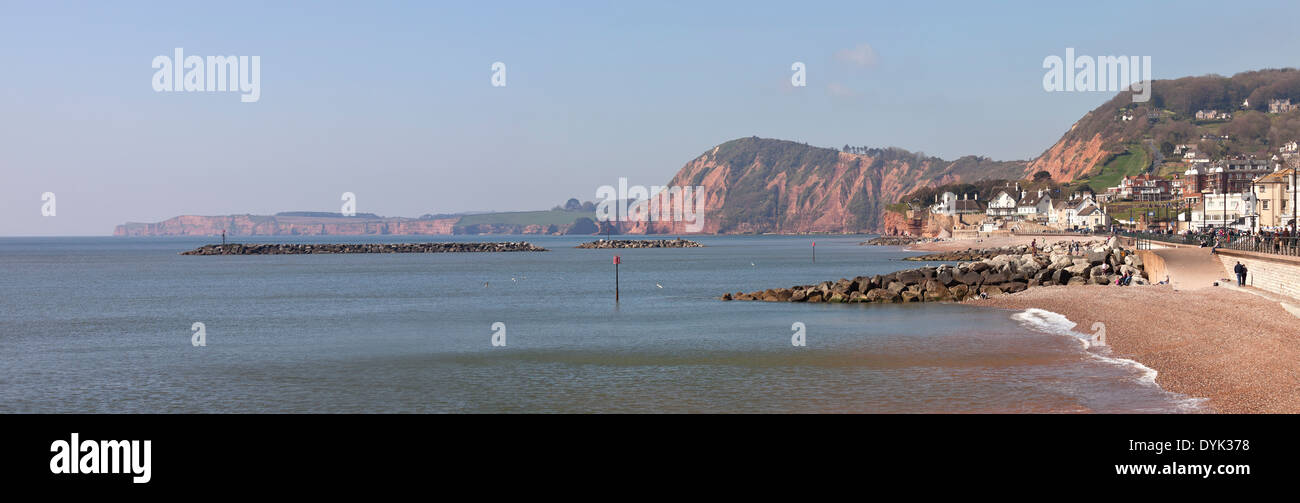 Sidmouth Devon, coastline, beach view, looking West Stock Photo