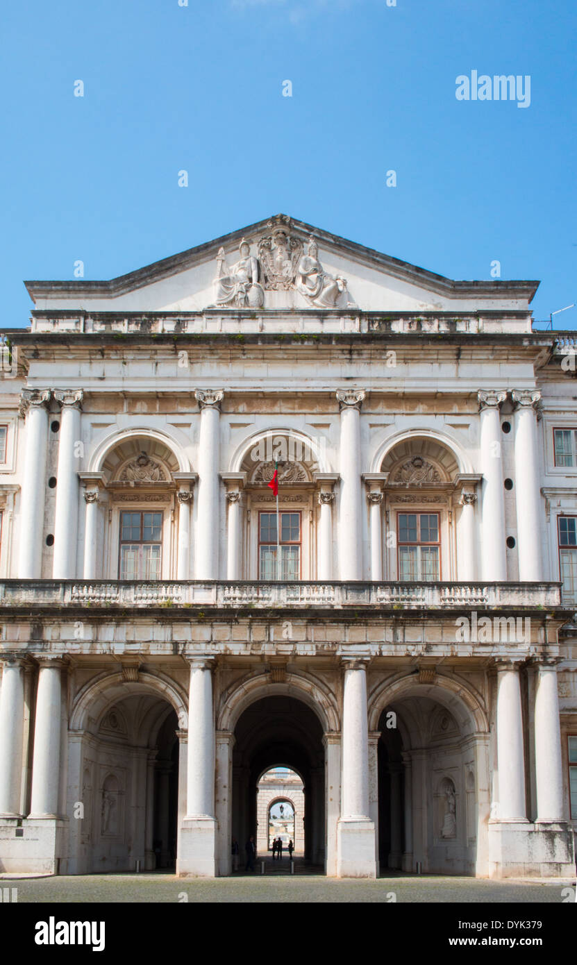 Neoclassical facade of Ajuda National Palace Stock Photo