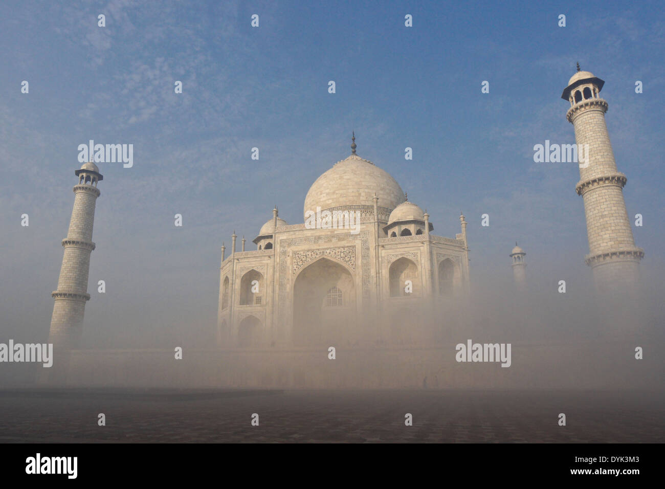 Taj Mahal on a foggy morning, Agra, India Stock Photo