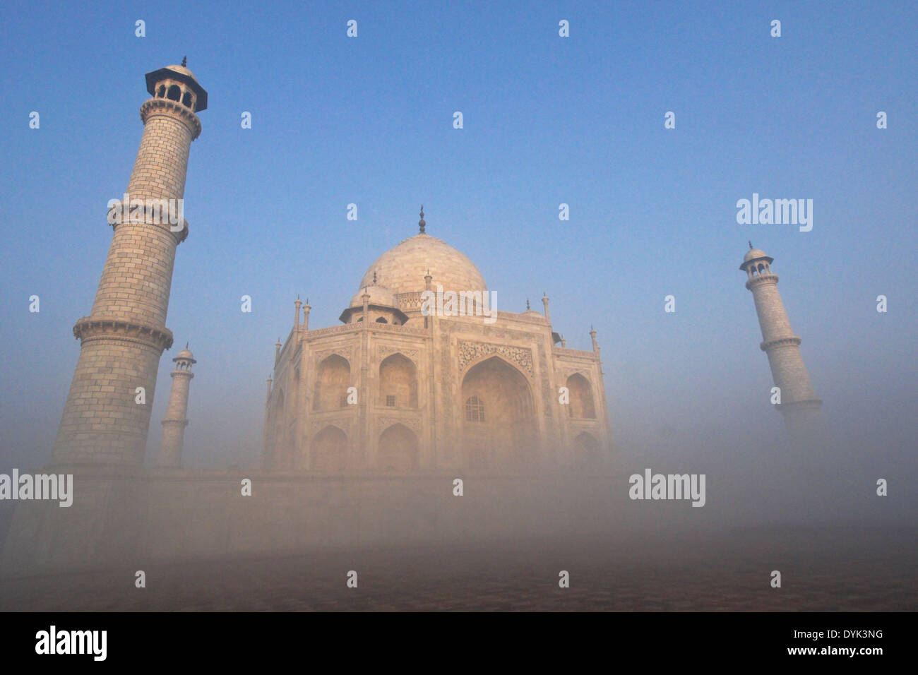 Taj Mahal on a foggy morning, Agra, India Stock Photo