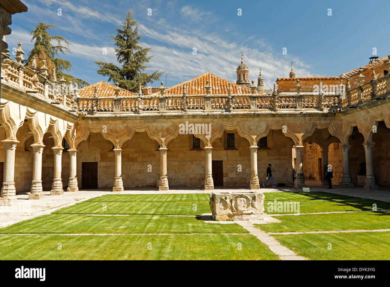 Imposing Baroque architecture at the Escuelas Menores courtyard, Salamanca University, Castilla y León, Spain. Stock Photo