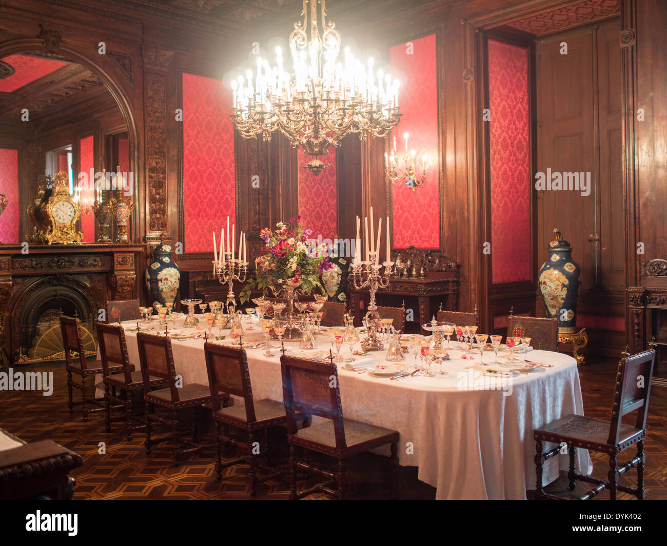 Dinning room of Ajuda National Palace Stock Photo