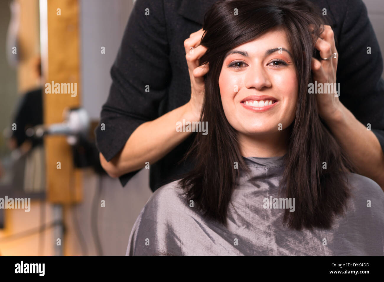 Salon Hair Cut Haircut Smile Woman Female Person People Brunette