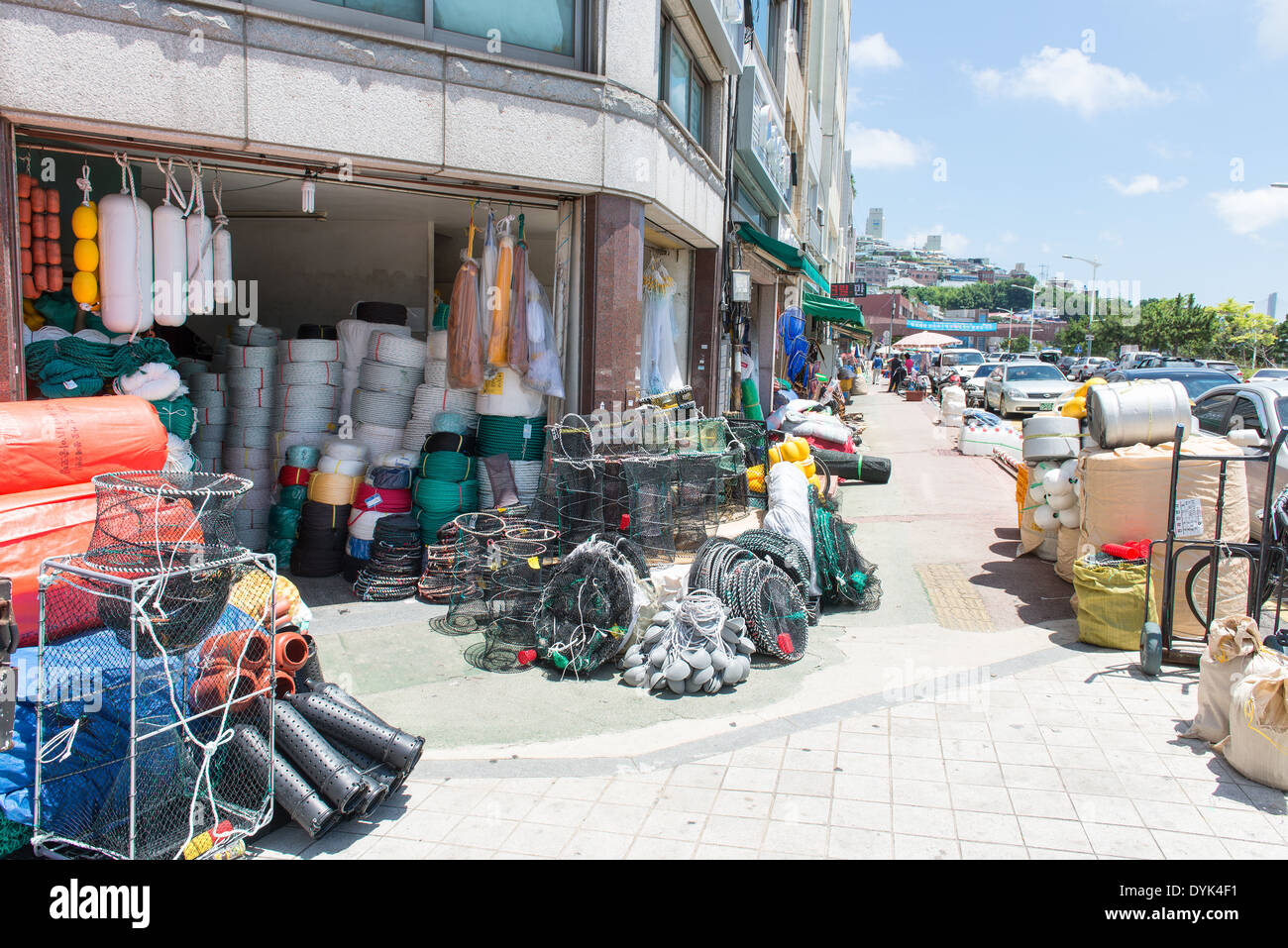 Store with fishing equipment in Yeosu, South Korea Stock Photo Alamy