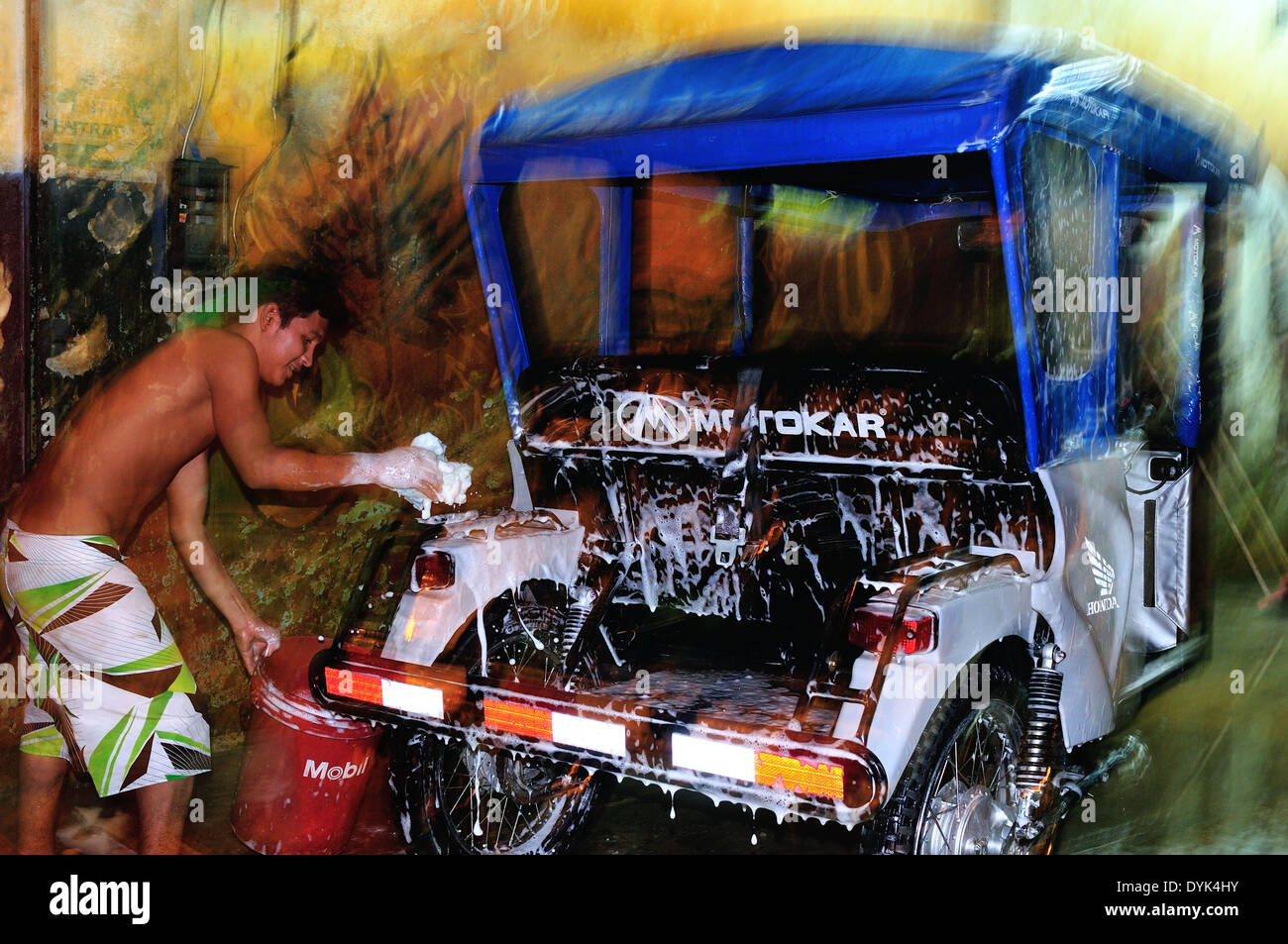 Car wash Morona district in IQUITOS. Department of Loreto .PERU Stock