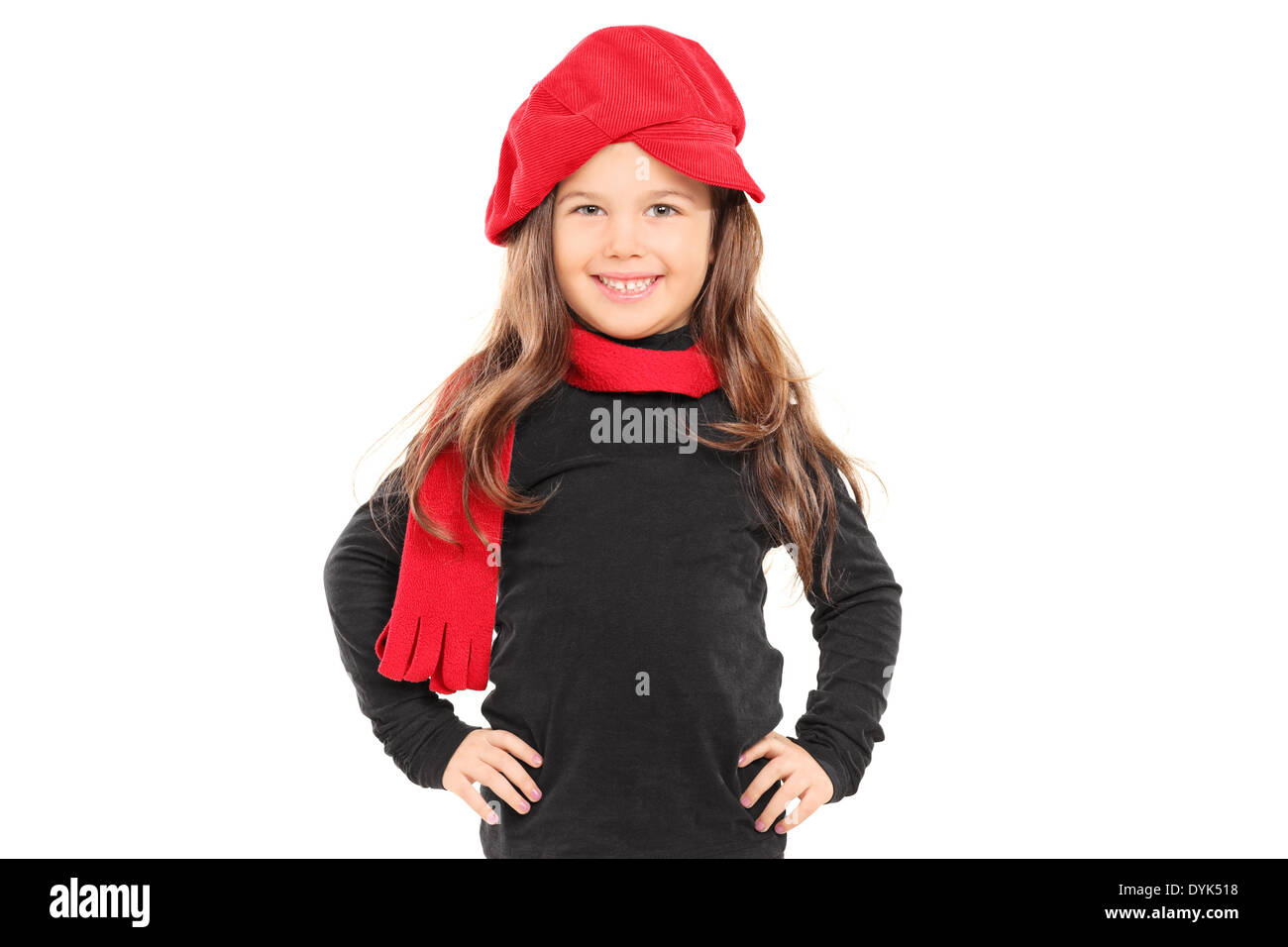 Fashionable little girl with red beret Stock Photo