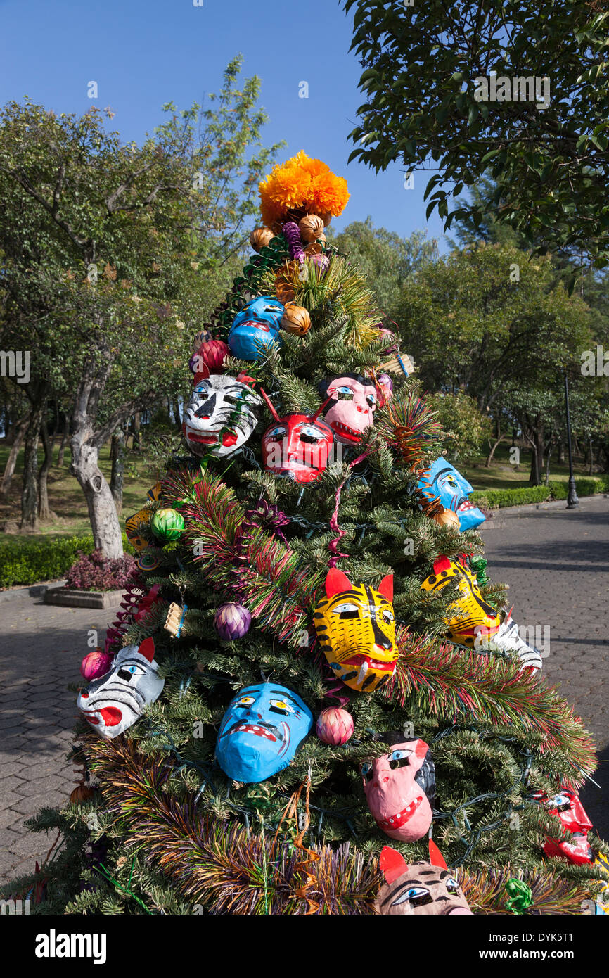 Cartonería decorated Christmas tree at Chapultepec Castle Stock Photo