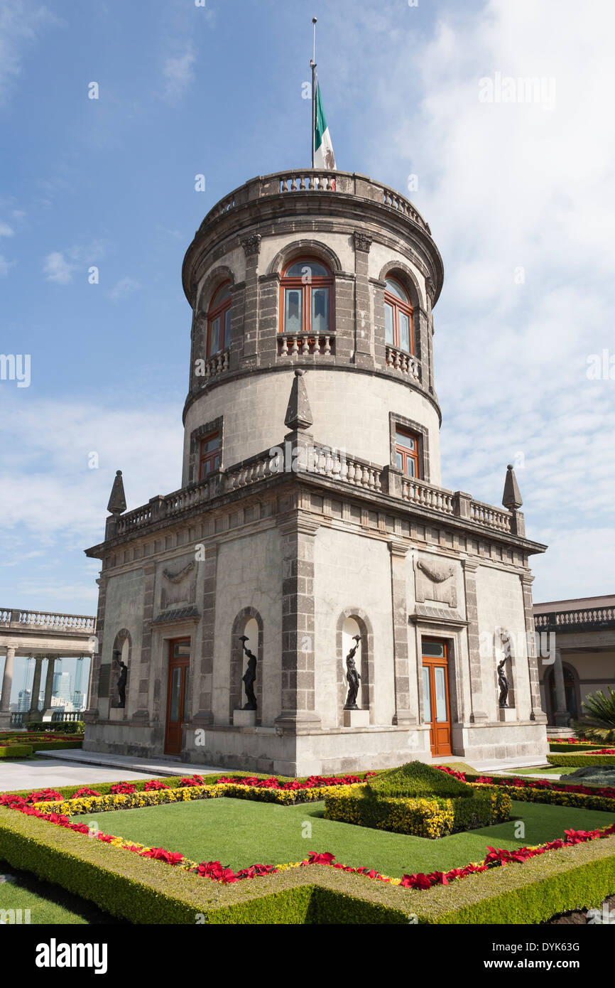 Caballero Alto watchtower in Chapultepec Castle - Bosque de Chapultepec, Miguel Hidalgo, Mexico City, Federal District, Mexico Stock Photo