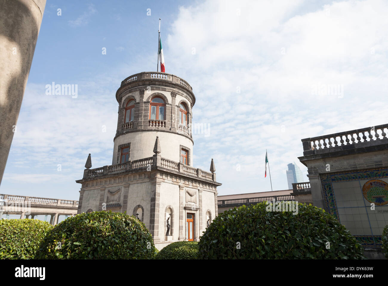 Caballero Alto watchtower in Chapultepec Castle - Bosque de Chapultepec, Miguel Hidalgo, Mexico City, Federal District, Mexico Stock Photo