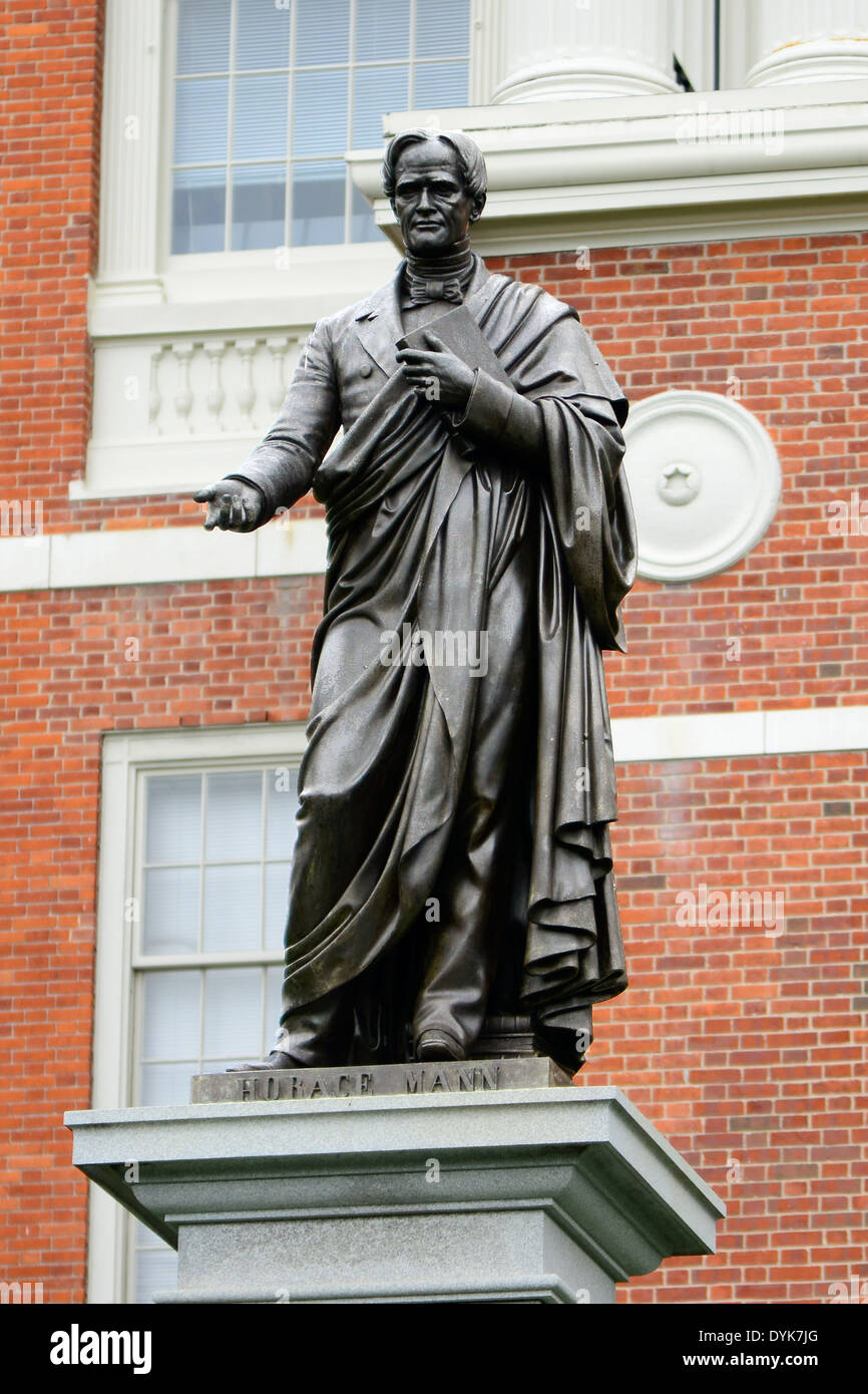 Horace Mann Statue at State Capitol Building Statehouse Boston Massachusetts Stock Photo Alamy