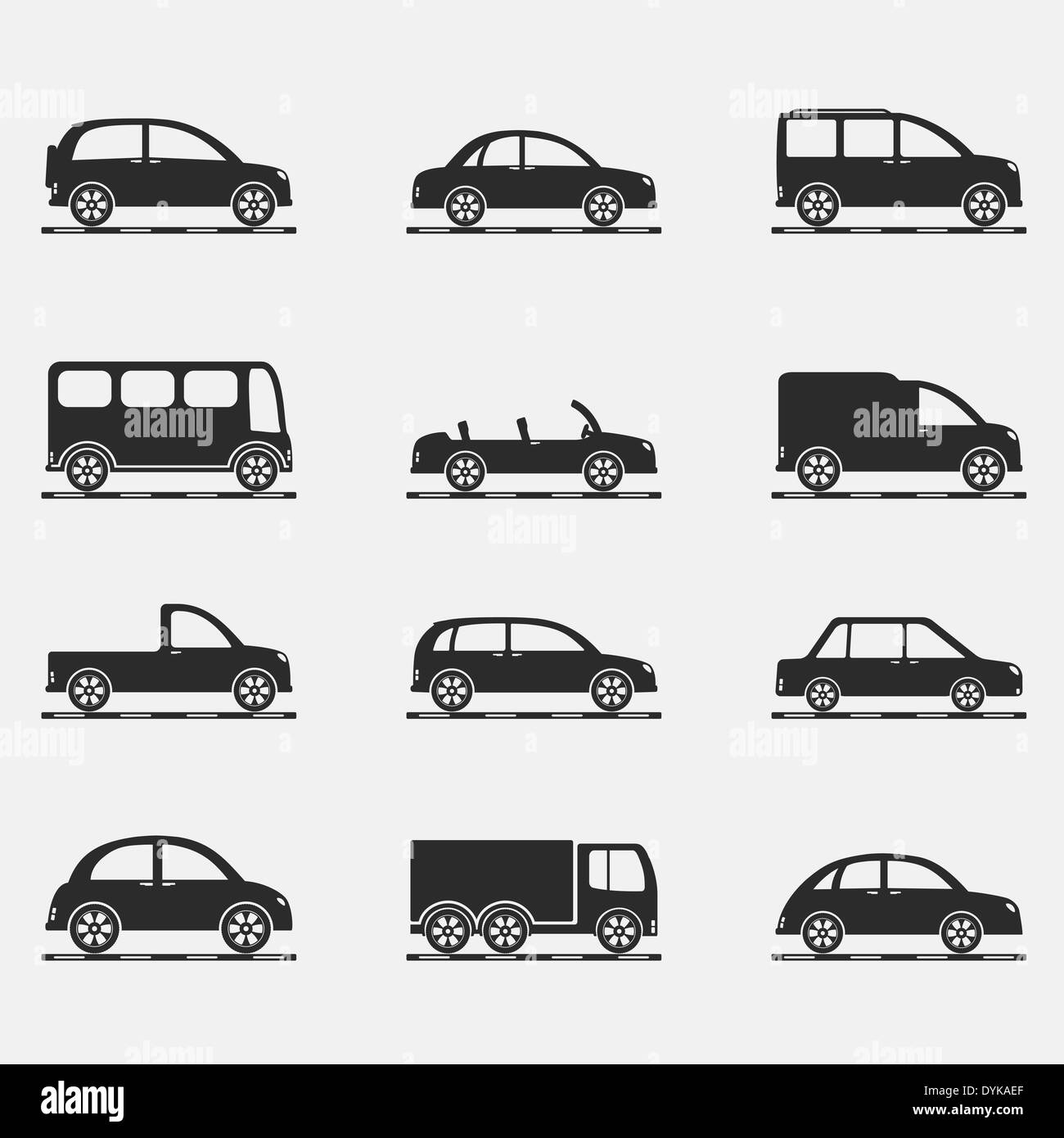 Set of icons of different cars Stock Photo