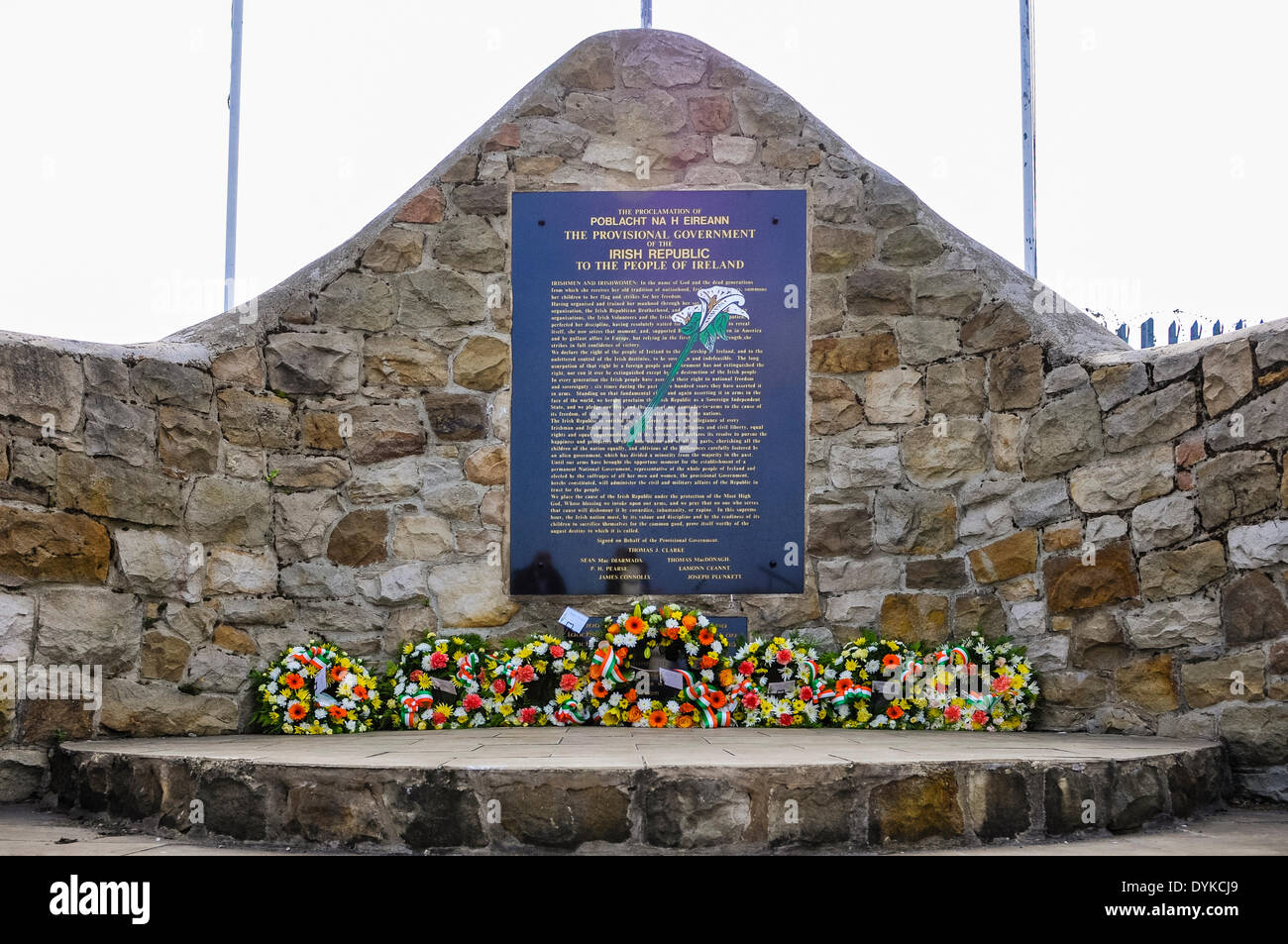 Floral wreaths laid at the Irish Republican plot, Milltown Cemetery, Belfast, Northern Ireland. Stock Photo