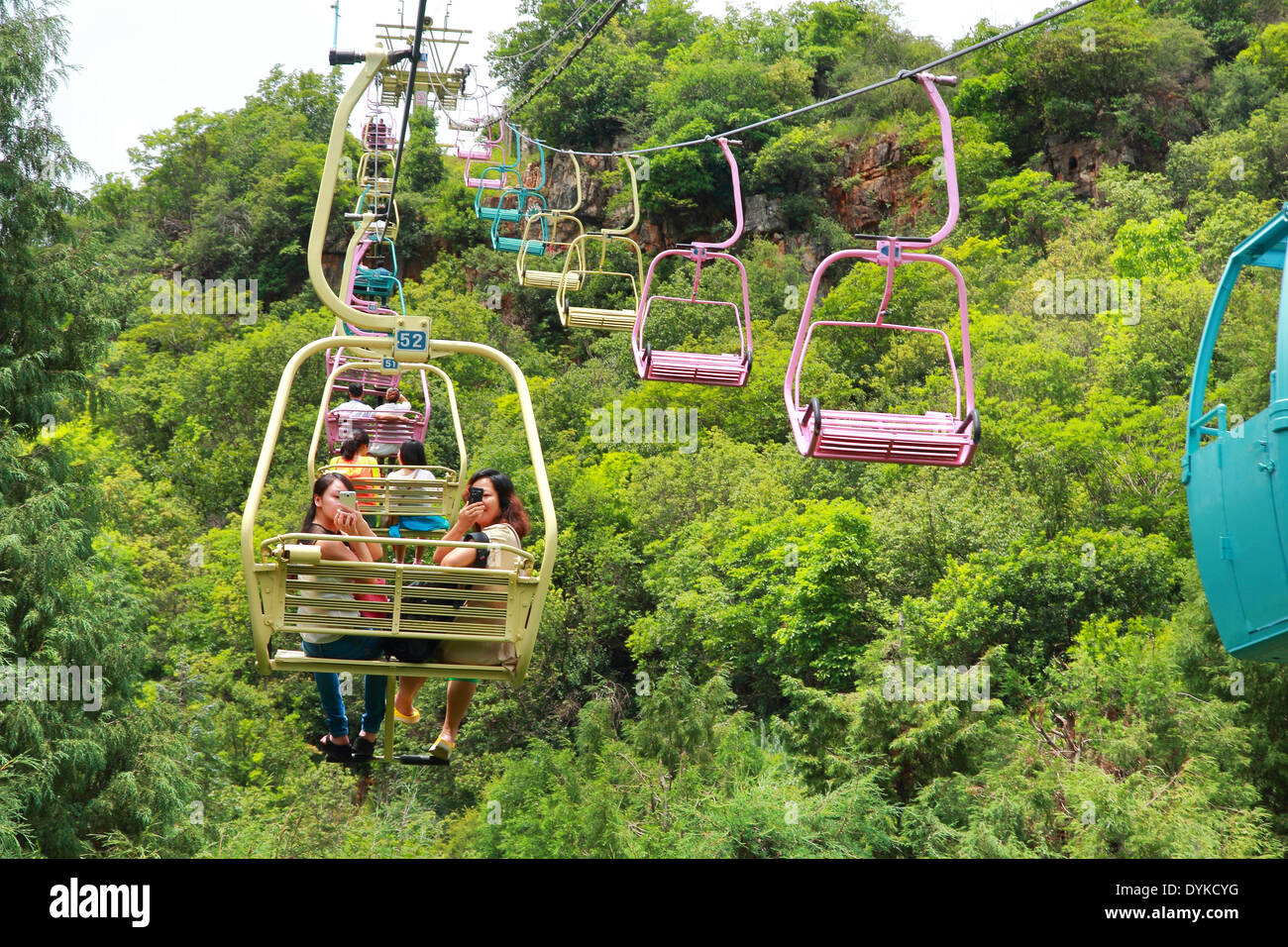 cable car ride downto ground at Jiuxiang cave Stock Photo - Alamy