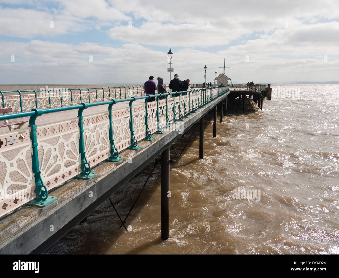 Penarth Pier and the waters of the Bristol Channel / Severn estuary - near Cardiff, South Wales Stock Photo