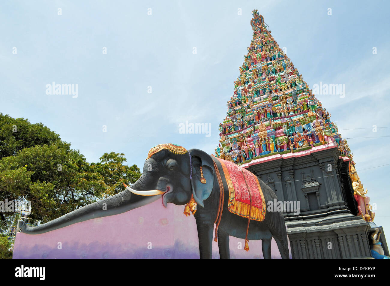 Elephant figure on island Hindu temple, Sri Lanka Stock Photo