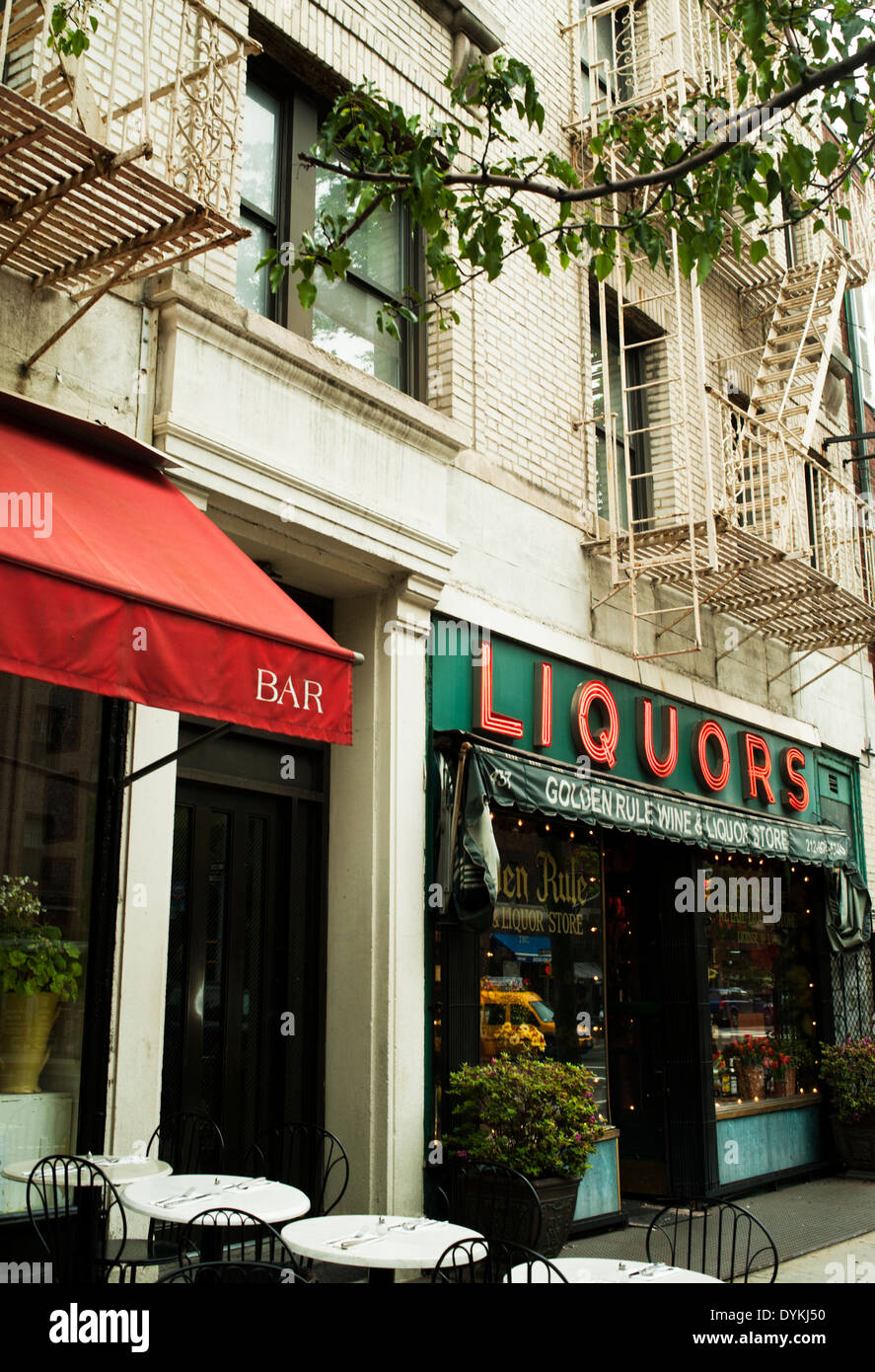 The 'Golden Rule' wine and liquor store in downtown, New York City, NY USA Stock Photo