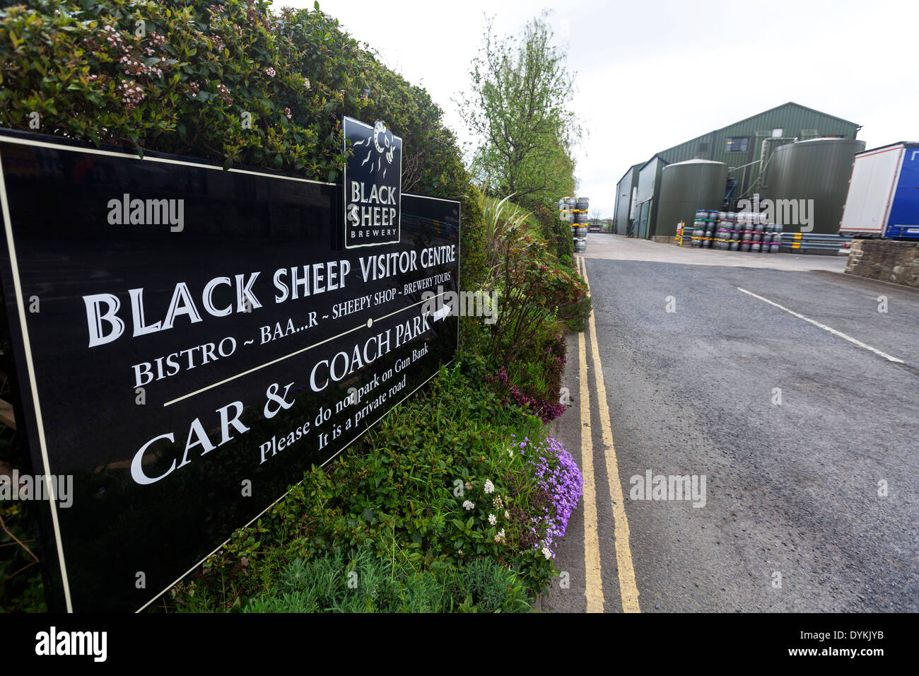 Black Sheep brewery visitor Centre sign Yorkshire Dales National Park, UK England GB Stock Photo