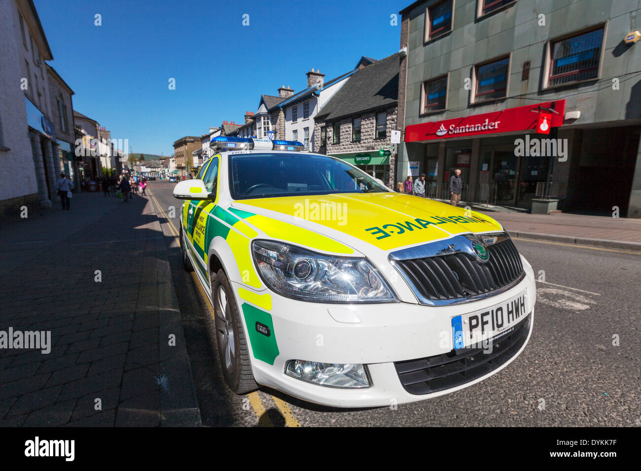 Ambulance car emergency lights flashing parked accident Kendal Town