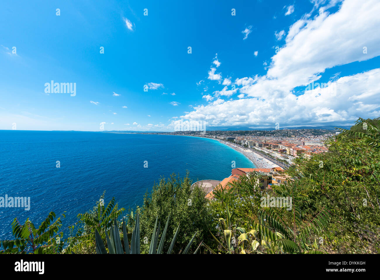 Fisheye view of coast in Nice, France Stock Photo