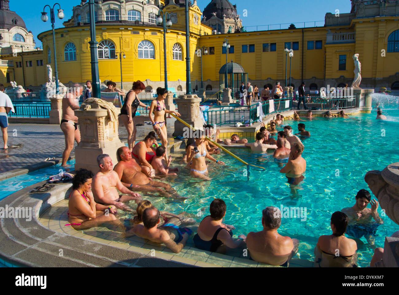 Outdoor thermal pools, Szechenyi furdo bath, Varosliget the city park