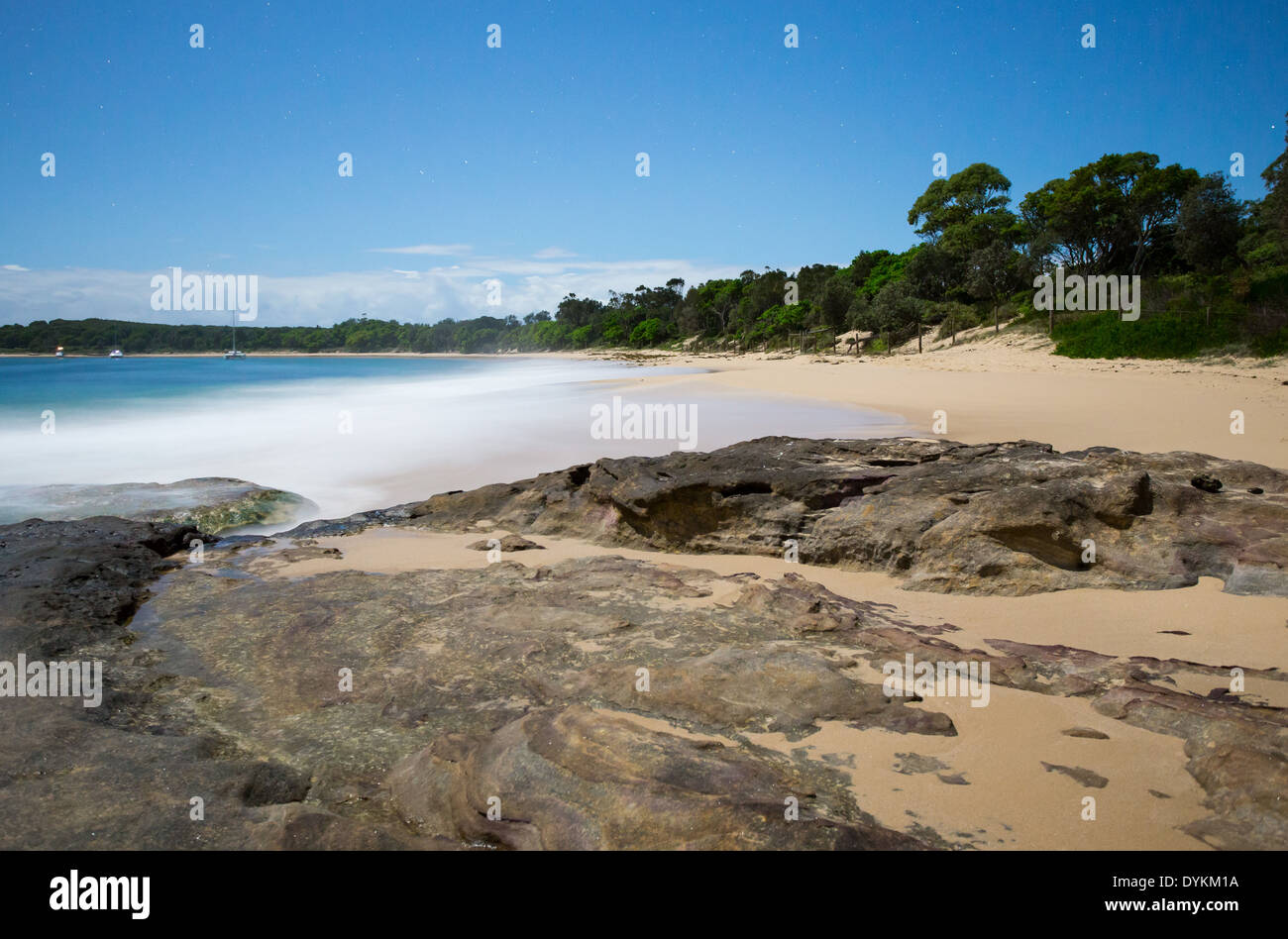 Jibbon Beach in moonlight, Bundeena, NSW Australia Stock Photo Alamy