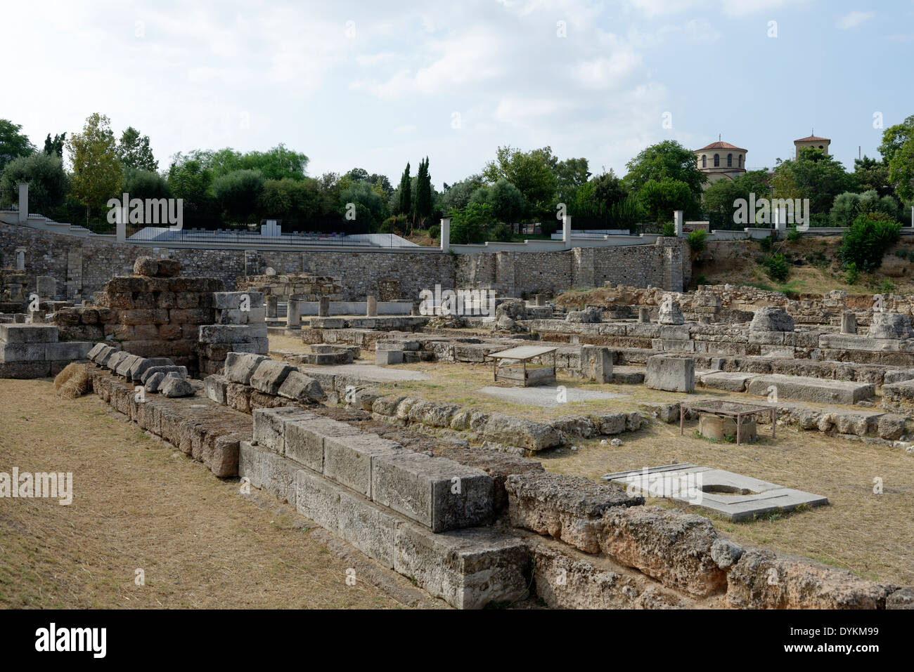 Northwest section Dipylon Gate In background Pompeion Kerameikos Athens Greece Built in 4th century BC, Stock Photo