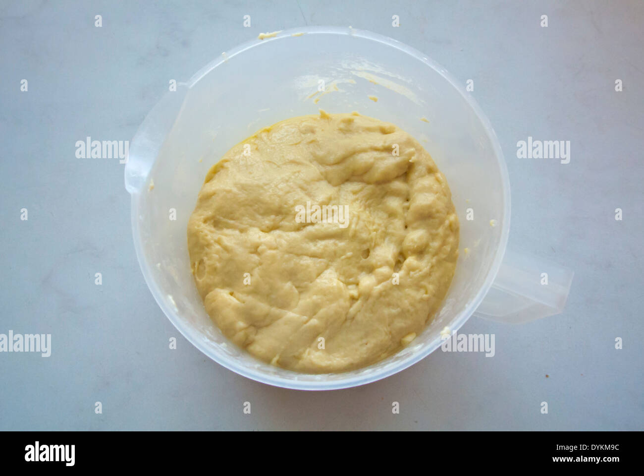 Dough rising for sweet bread rolls, Finland, Europe Stock Photo