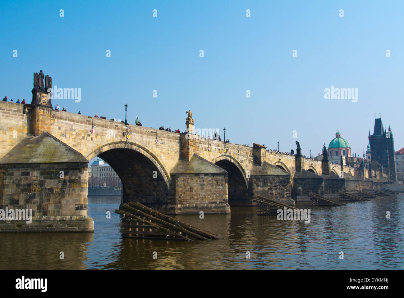 Karluv most, Charles Bridge, seen from Kampa island, Mala strana, Prague, Czech Republic, Europe Stock Photo