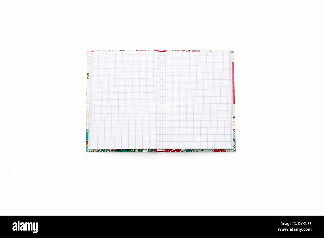 blank open squared text book, isolated on white. Stock Photo