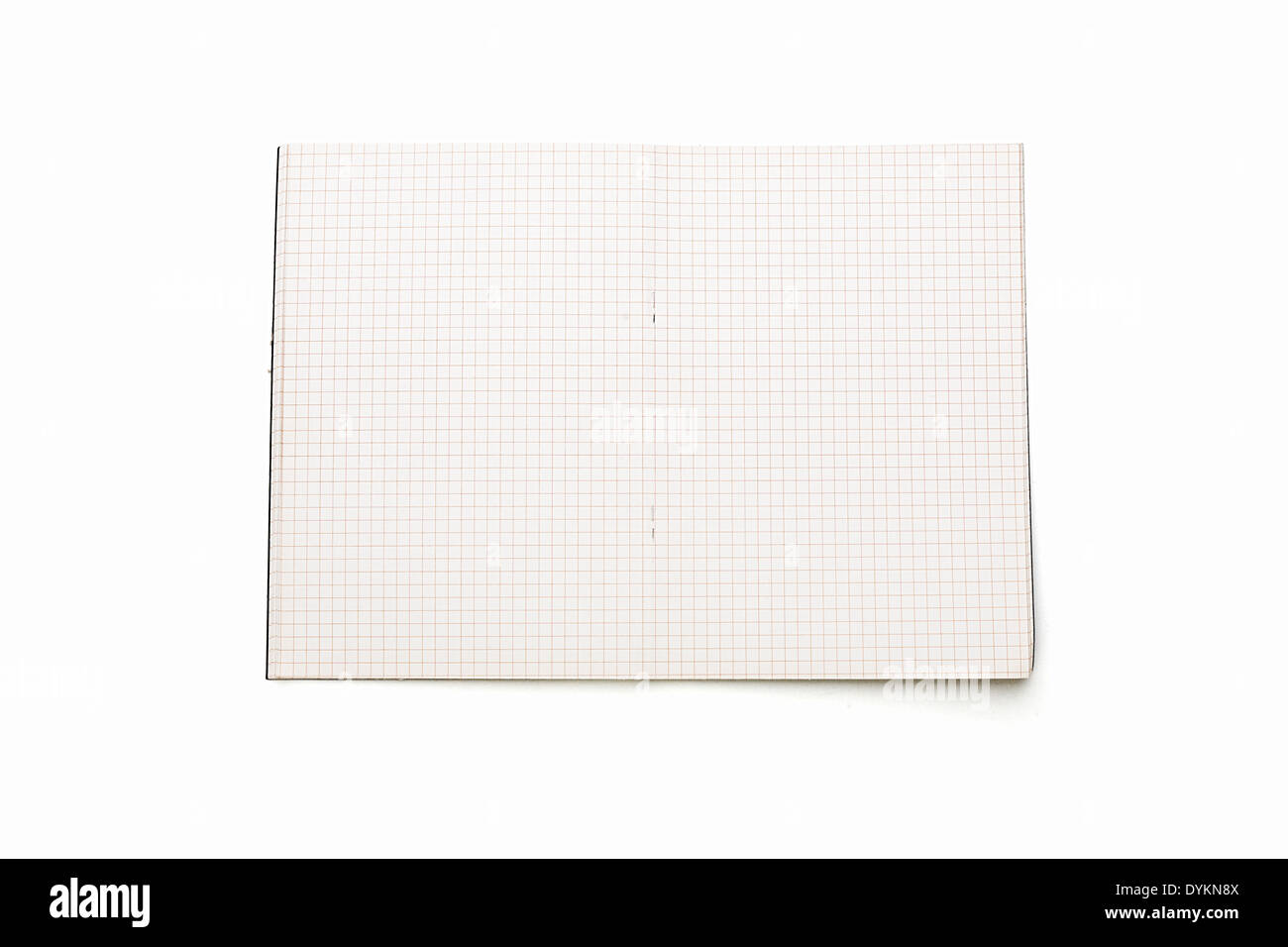 blank open squared text book, isolated on white. Stock Photo