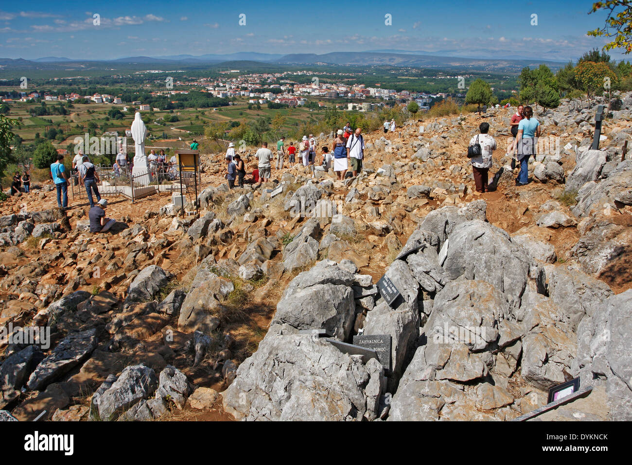 MEDJUGORJE, BOSNIA AND HERZEGOVINA - SEPTEMBER 8: Hill of apparitions of the Virgin Mary on September 8, 2009 in Medjugorje. Stock Photo