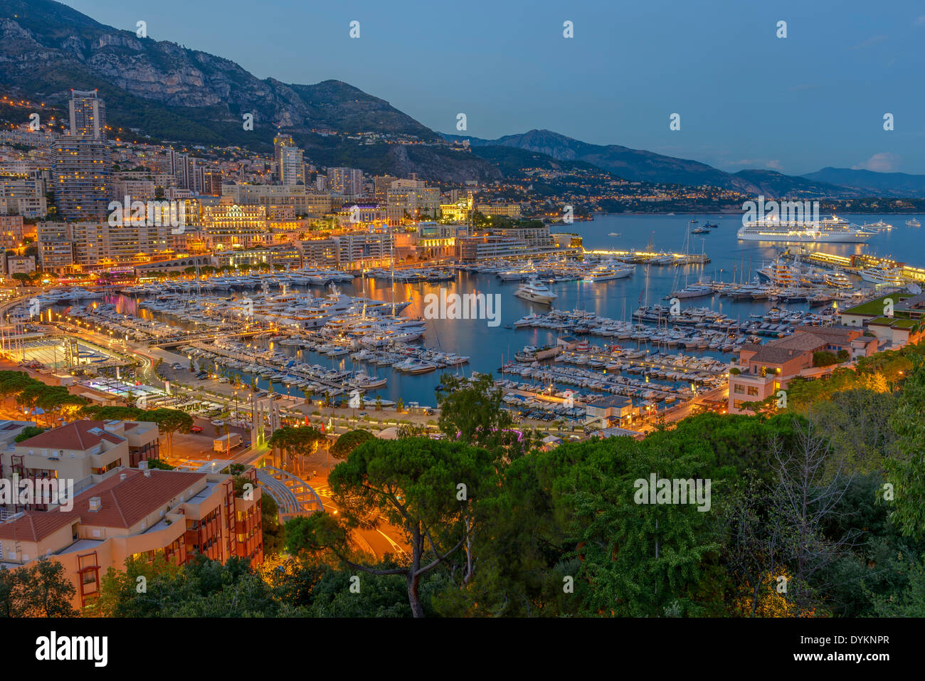 Aerial view of Monaco's harbour just after sunset Stock Photo - Alamy