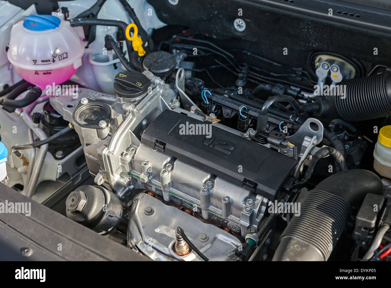 The new engine of the modern car Skoda Rapid Stock Photo Alamy