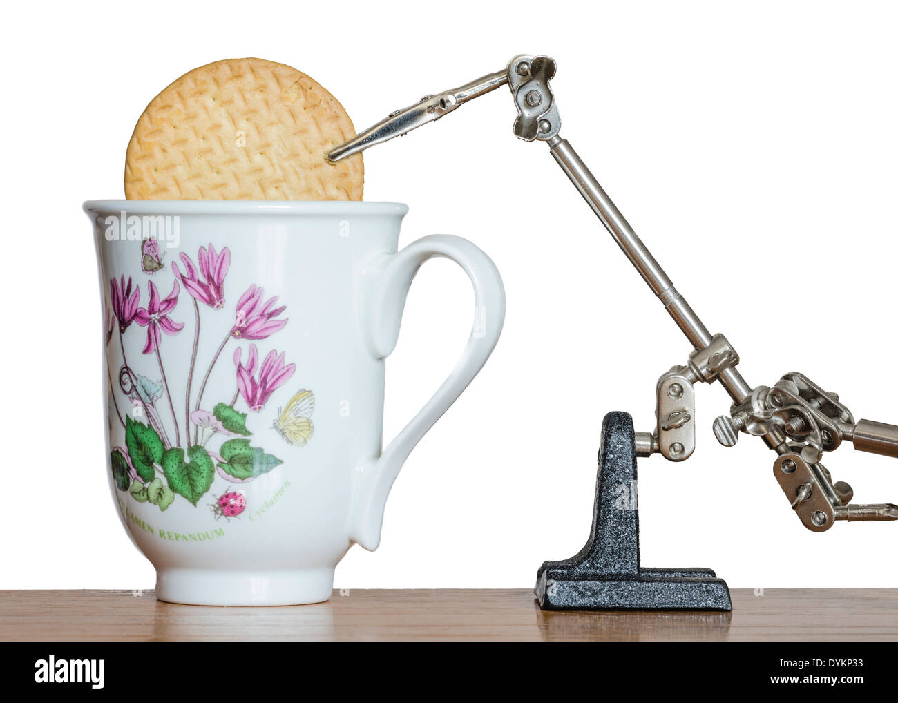 Abstract biscuit dunking robot. Obscure machine. Conceptual art. Contemporary art. Pointless invention. Labour saving. Stock Photo