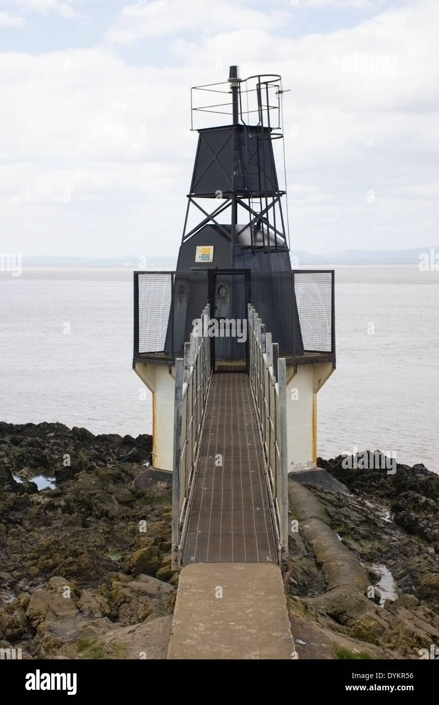 Portishead Battery Point lighthouse with a view across the channel to
