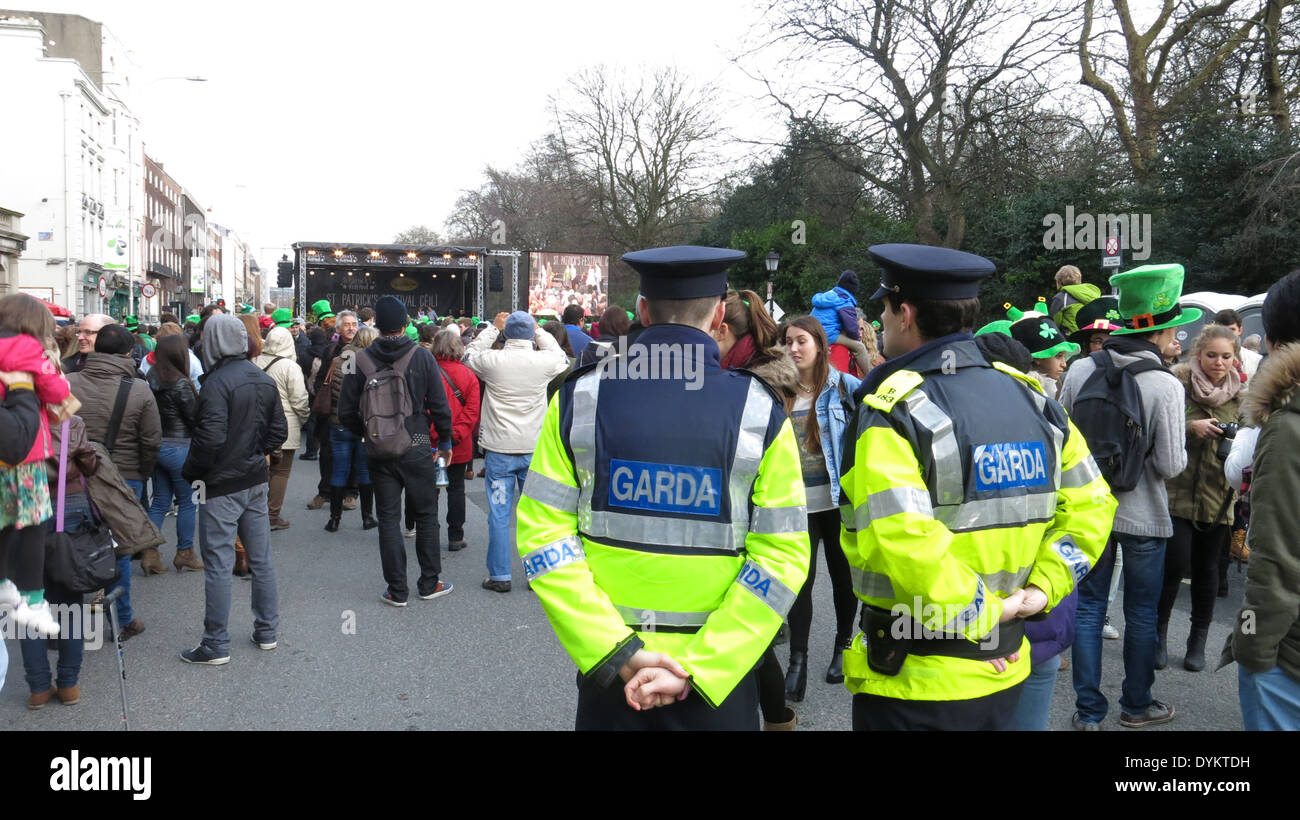 Two Garda police officers monitor the Saint Patrick's Festival Ceili at ...