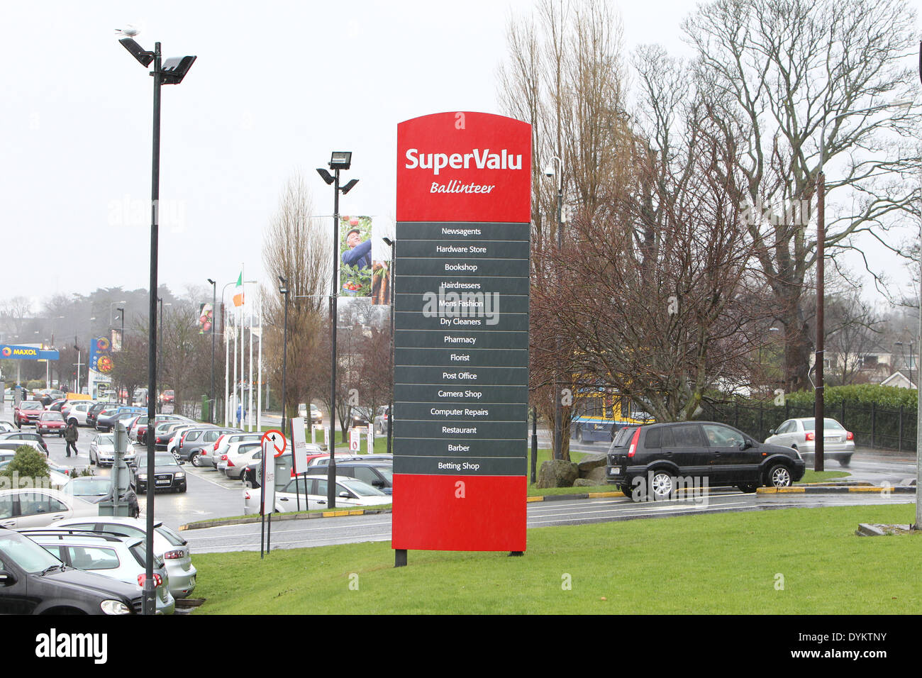 Image of a Supervalu sign at a SuperValu shopping centre in Ballinteer in South Dublin. Stock Photo
